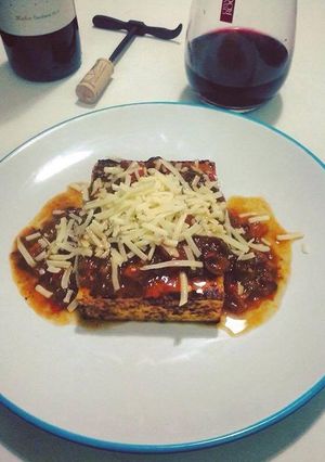 Una foto de Polenta grillada con estofado de ossobuco!