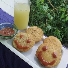 A picture of Stuffed bread gold coins.