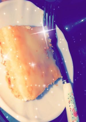 صورة لوصفة بسبوسة بالقشطة 👌🏻🥧