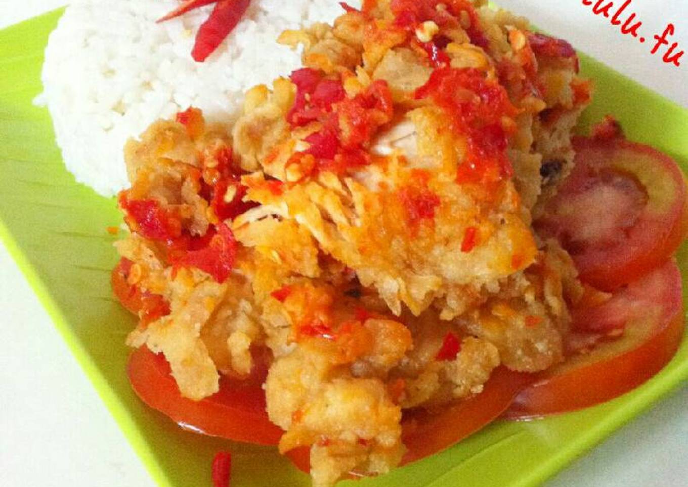 Ayam geprek (sambal korek)