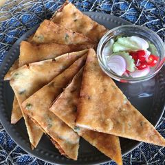 A picture of 🧑🏽‍🍳🧑🏼‍🍳 Thai Crispy Shrimp Pancake • shrimp recipe•Easy Appetizer |ThaiChef food.