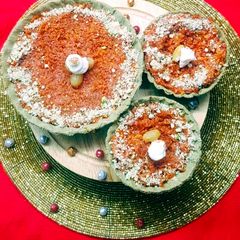A picture of Bajra Jowar Tarts with Gajar Halwa.