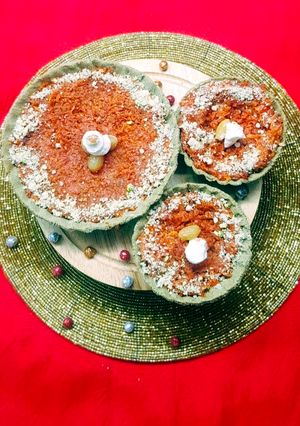 A picture of Bajra Jowar Tarts with Gajar Halwa.