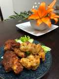 Pollo frito estilo Japonés KARAAGUE (derecho) y Pollo cajún (Izquierda) 🇺🇾🇯🇵🇺🇸唐揚げ