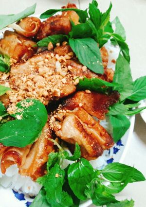 Hình của món Kim tiền với bún(chay).