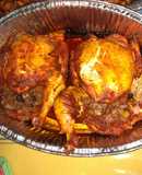 Pollo relleno de carnes frías