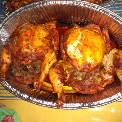 Pollo relleno de carnes frías Receta de Yaz De Lopez- Cookpad