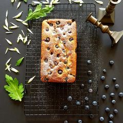 A picture of Eggfree Almond Blueberry Cake.