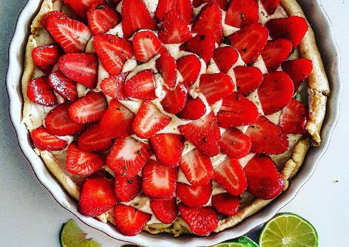 Tarte fraise citron vert et basilic