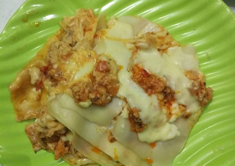 Langkah Mudah untuk Menyiapkan Lasagna ayam ricecooker yang Bisa Manjain Lidah