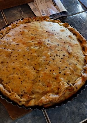 A picture of Turkey, Corn, and Blue Cheese Quiche.