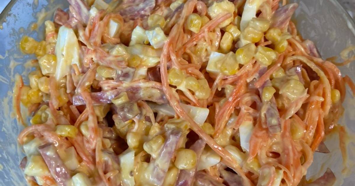 Салат «Дамский каприз» с курицей, ананасом и корейской морковью — рецепт с фото пошагово