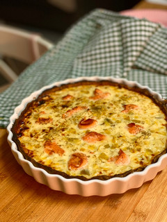 Una foto de Quiche de puerros y salmón versión 2.0