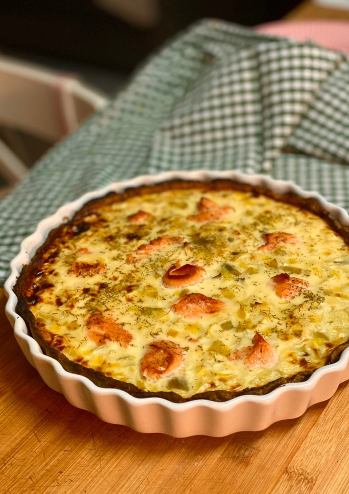 Una foto de Quiche de puerros y salmón versión 2.0
