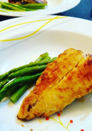 Foto resep Fish Steak "tilapia" black pepper sauce ft Asparagus