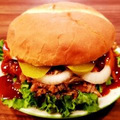 A picture of Mike's BBQ Pulled Pork & Chicken Sandwiches.