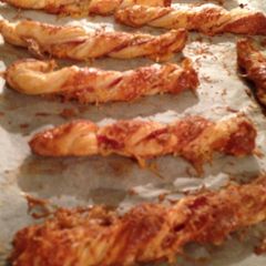A picture of Christmas Parma Ham and Stilton Cheese Straws.
