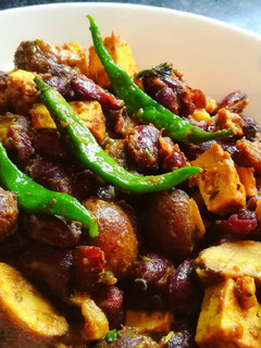 A picture of Saucy Mushroom, Bean and Tofu Chili (Vegan).