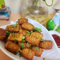 A picture of Raw banana and Sweet Potato Hash Browns.