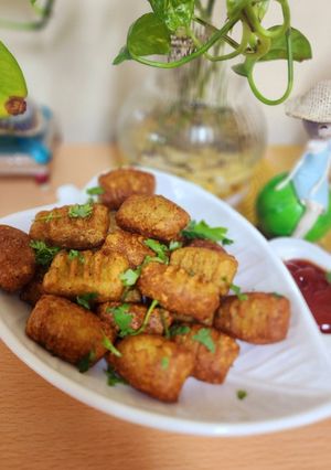 A picture of Raw banana and Sweet Potato Hash Browns.