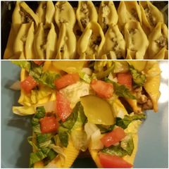 A picture of Cheeseburger stuffed shells.