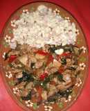 Pollo con espinacas y codito