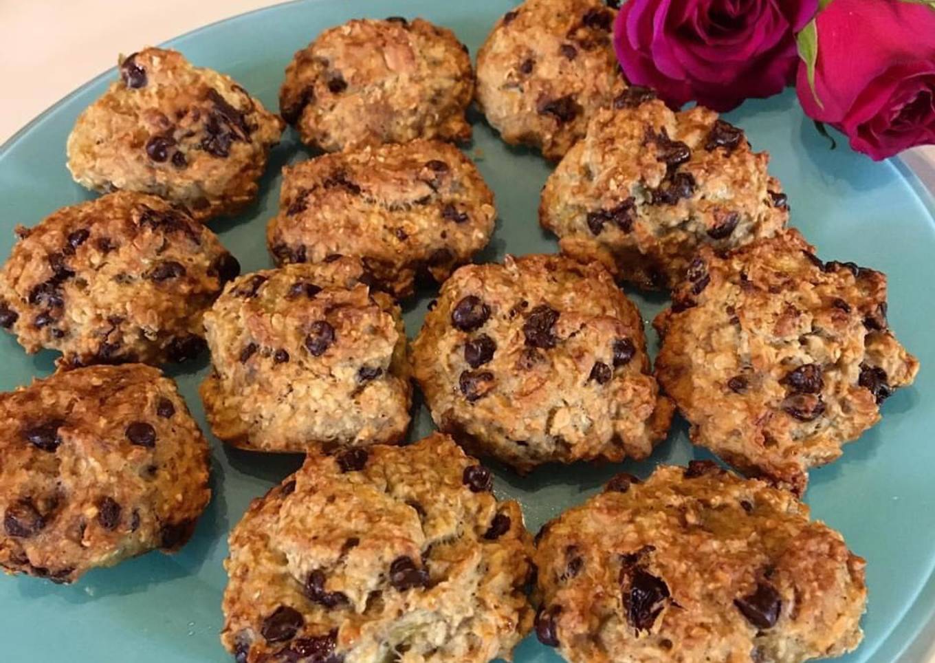 Cookies flocons d’avoine banane et pépites de chocolat 🍫