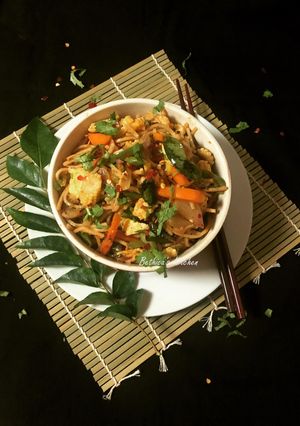 A picture of Egg Noodles in Spicy South Indian Flavour.