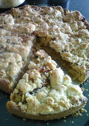 Una foto de Kuchen de manzana con migas