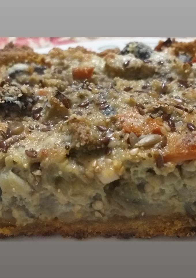Una foto de Tarta de berenjenas Gourmet! con masa integral casera
