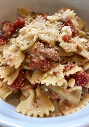 A picture of Tuna and Fire Roasted Tomato Pasta.