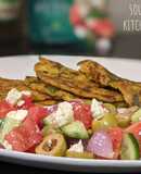Cucumber and Spinach Pancakes with Greek Salad