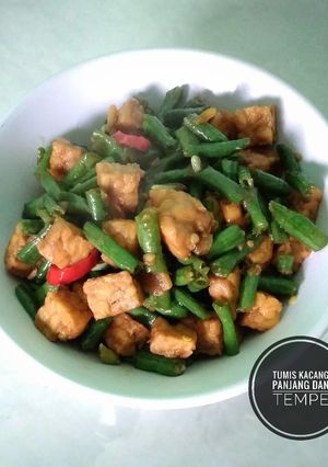 Foto resep Tumis kacang panjang dan tempe