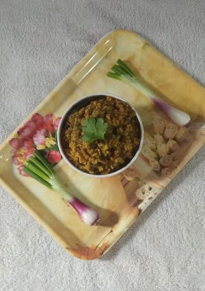 A picture of Moong daal with spring onions.
