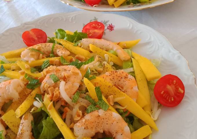 Comment pour Préparer Rapidité 🌺 Salade crevettes mangue 🌺
