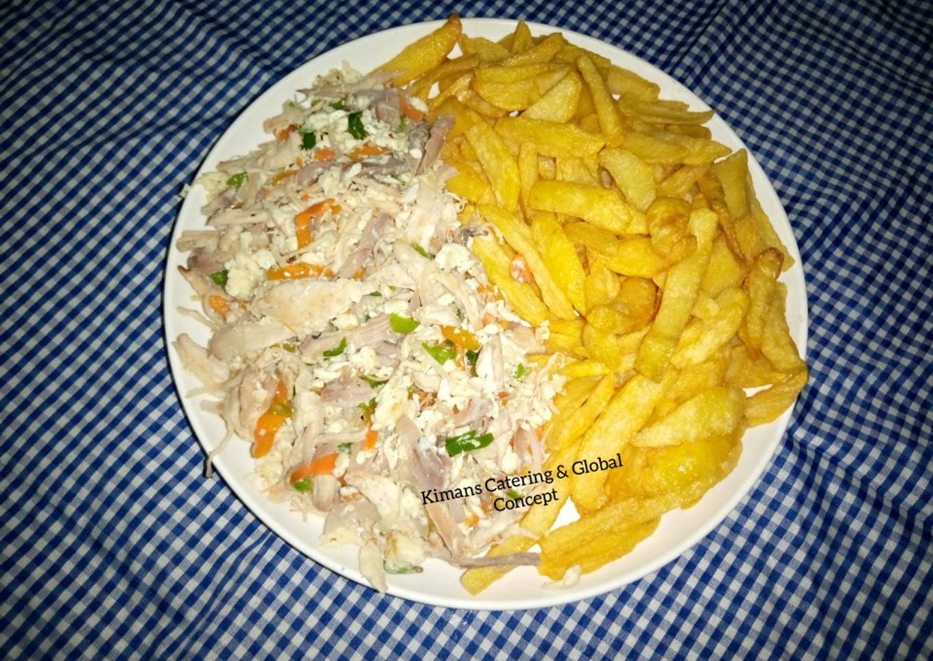 Fried chips with scrambled egg