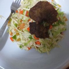 Salad with fried meat A picture of Salad with fried meat.