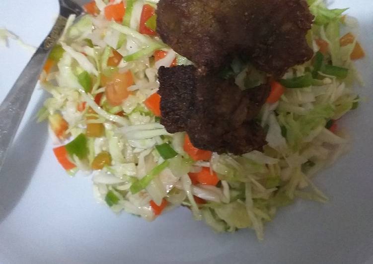 Easiest Way to Make Homemade Salad with fried meat