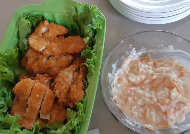 Cara Gampang Menyiapkan Ayam katsu salad ala HokBen, Enak Banget