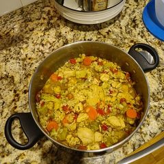 A picture of Spicy Chicken,Vegetable, and Barley soup.