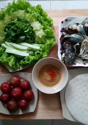 Hình của món Cá hấp cuốn bánh tráng.