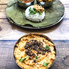 A picture of Pesara pappu pachadi/raw moong dal chutney.