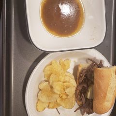 A picture of Easy Peasy French Dip Sandwiches in the Crockpot.