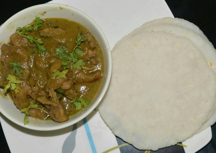 Pathiri &amp; Coriander chicken curry