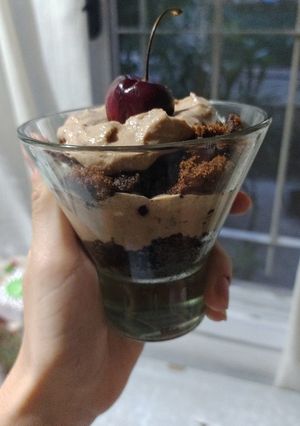 Una foto de Postre selva negra para Navidad 🎄🍒🍫