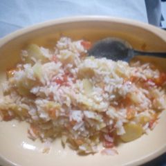 A picture of Fried rice and potatoes.