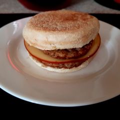 A picture of My Sausage & Jalapeno Cheese Slice on a Toasted Muffin. 😏.