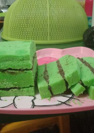 Foto resep Kue bolu pandan+selai Coklat hunkwe