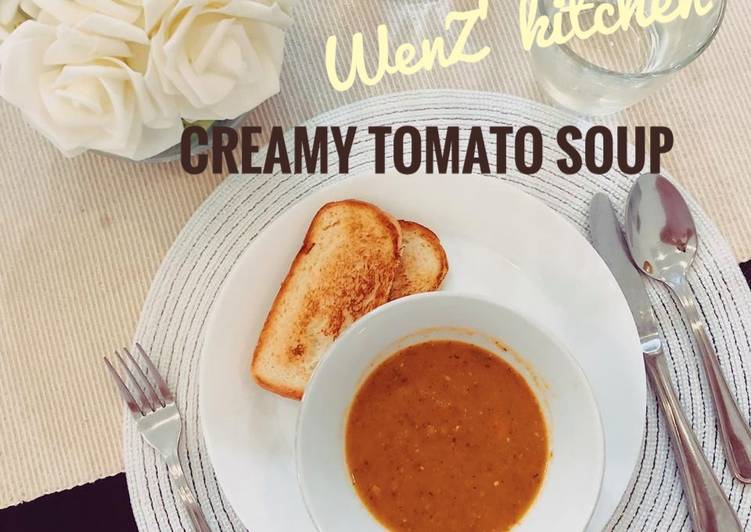 Cara Gampang Membuat Creamy TOMATO Soup with Bread Toast, Enak Banget