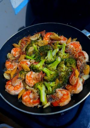 Foto resep Udang cah brokoli saus tiram